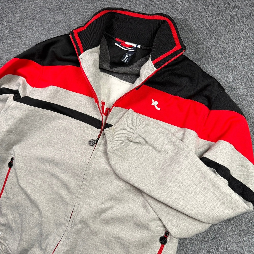 Rocawear Track Jacket Mens XL Gray Red Black Colorblock Zip Up Streetwear